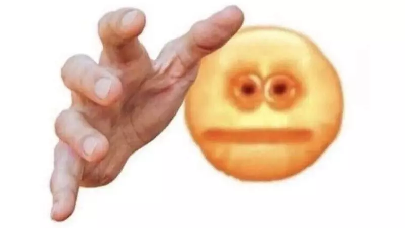 screen reaching hand emoji meme image