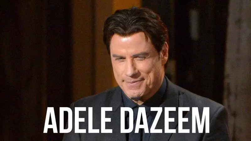 adele dazeem john travolta mispronouncing idina menzel meme image