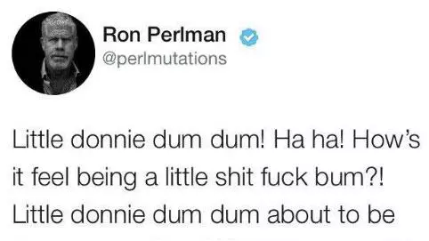 ron perlmans lil donnie trump tweets meme image