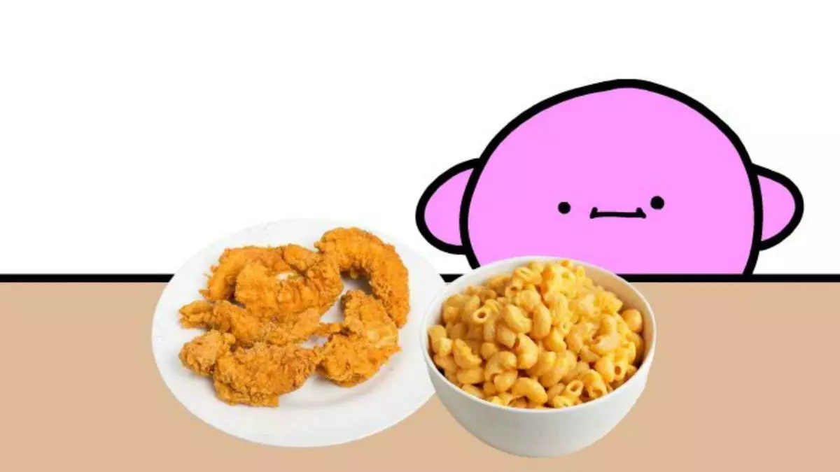 macaroni with the chicken strips meme image