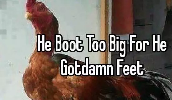 he boot too big for he gotdamn feet meme image