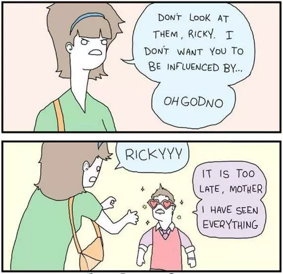 dont look at them ricky meme image