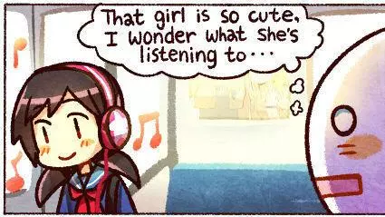 that girl is so cute i wonder what shes listening to meme image