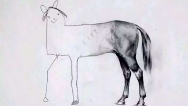 unfinished horse drawing flaming horse rating meme image