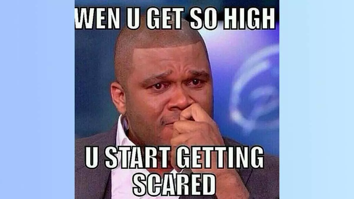 weed makes you scared when you get so high you start getting scared meme image