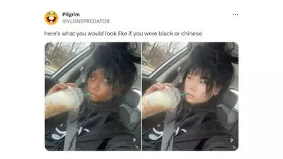 heres what you would look like if you were black or chinese