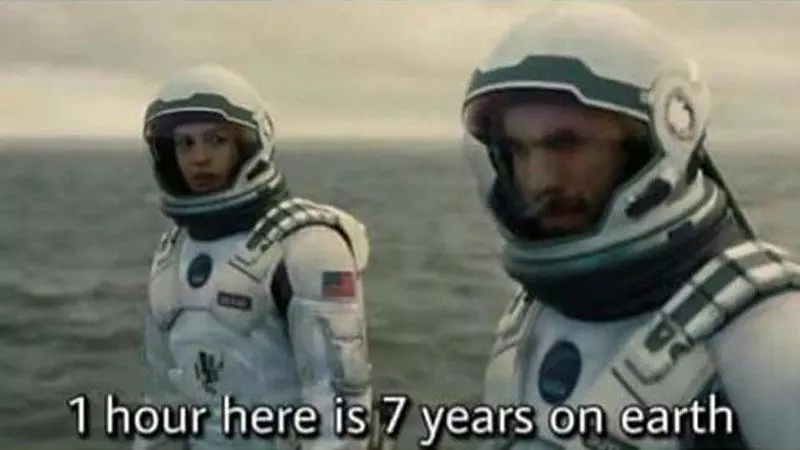 1 hour here is 7 years on earth meme image