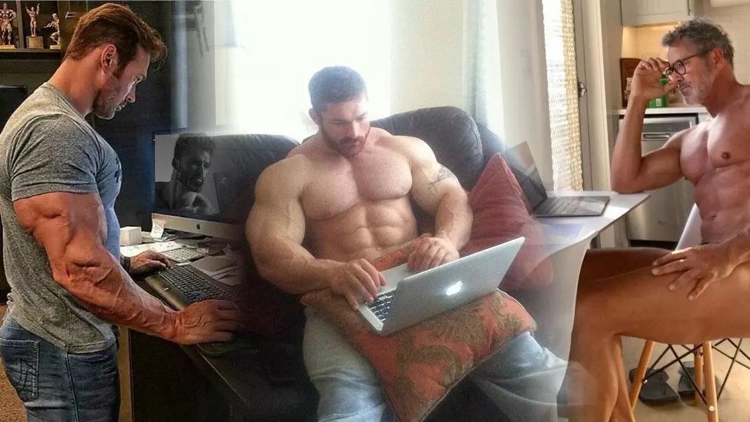 buff guys typing on laptops why yes how could you tell meme image