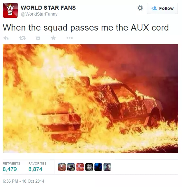 hand me the aux cord meme image