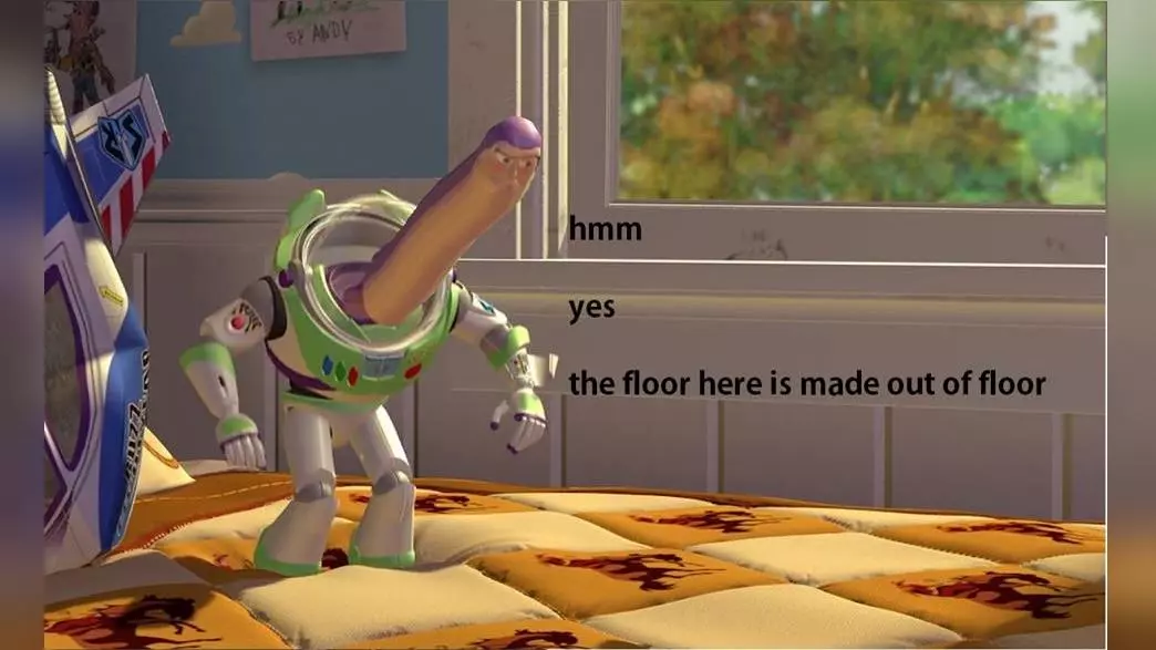 hmm yes the floor here is made out of floor meme image