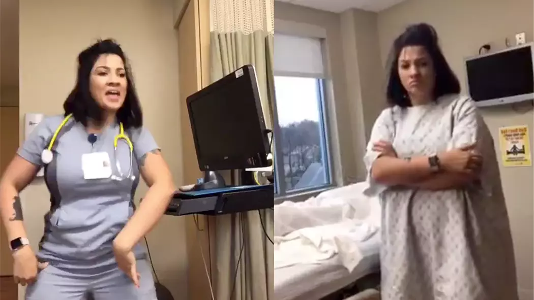 nurse dancing to patient hyperventilating tiktok controversy meme image