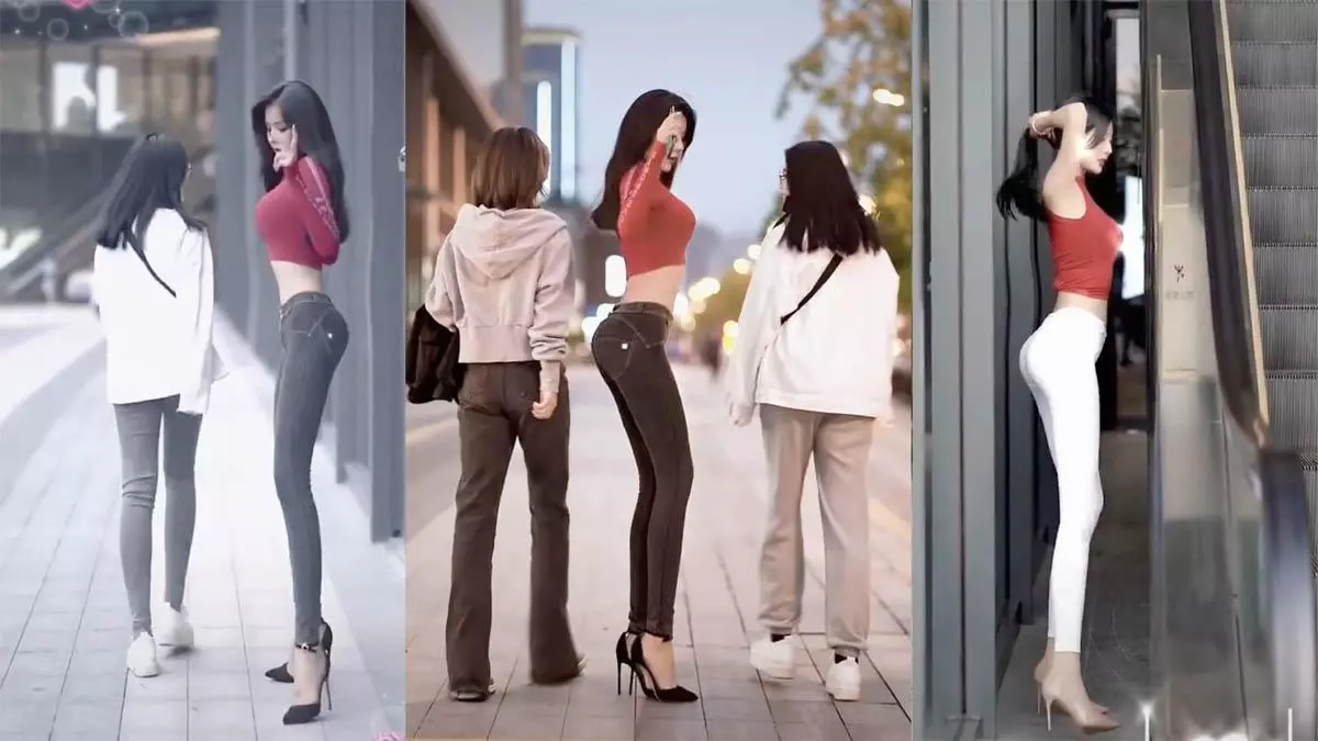skinny girl walking sideways meme image