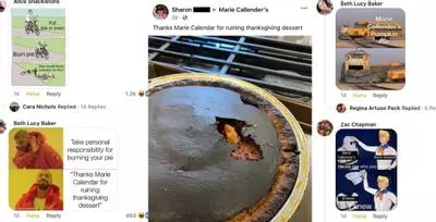 sharons burnt marie callender pie