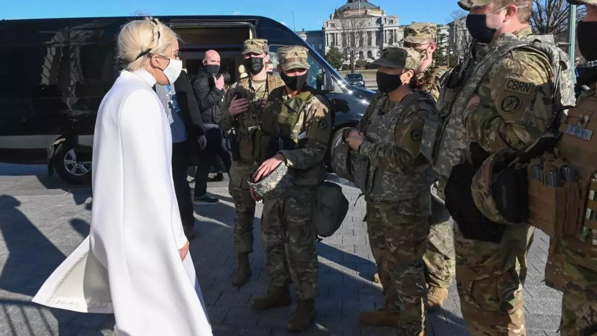lady gaga directing the national guard meme image