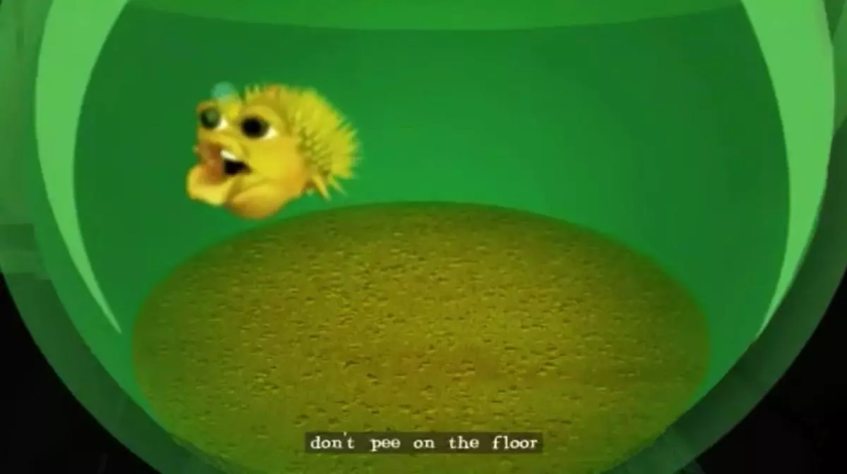 fugu fish dont pee on the floor use the commodore meme image