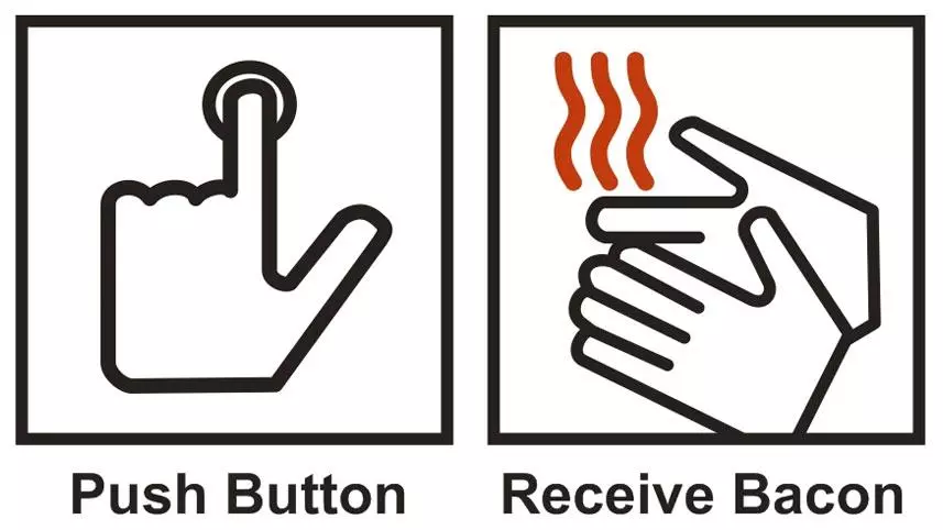 push button receive bacon meme image