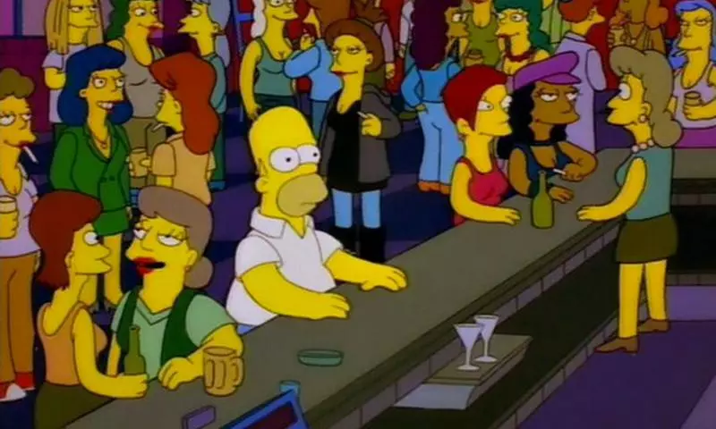 homer simpson in a lesbian bar meme image