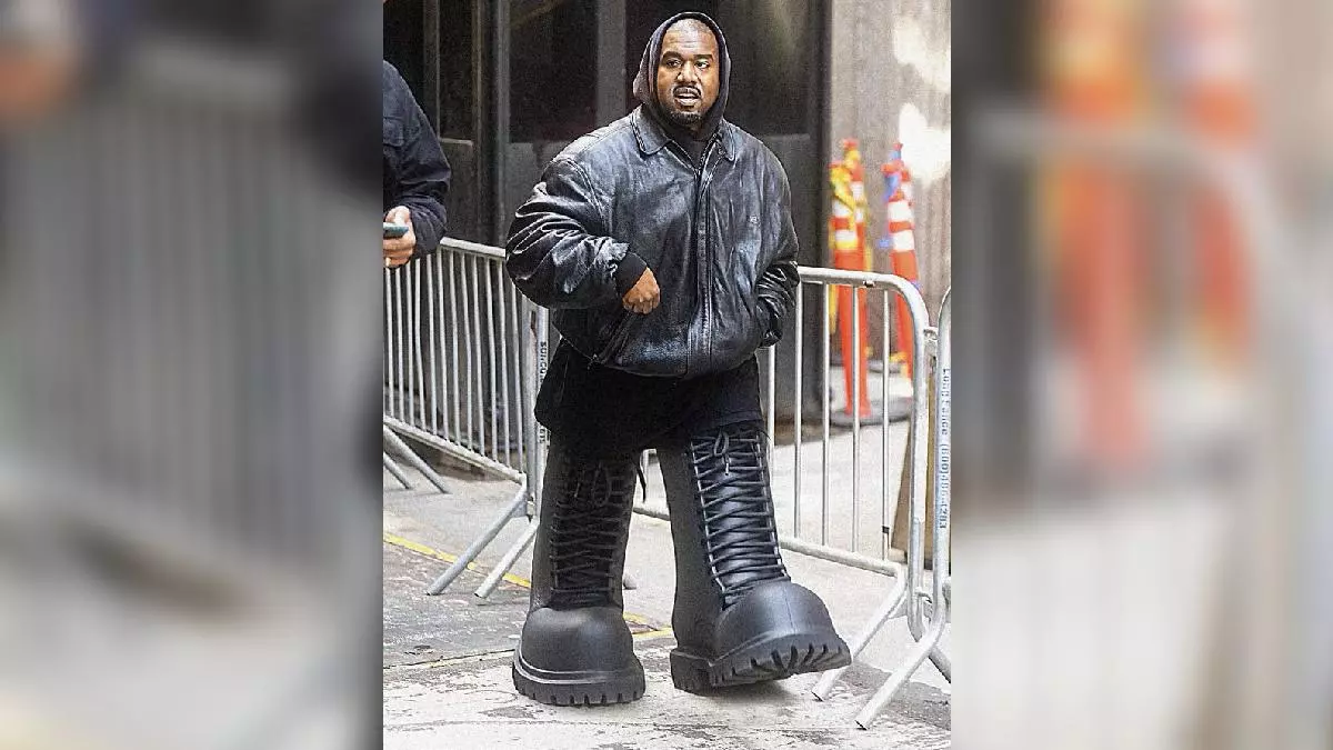 kanye wests big balenciaga boots meme image