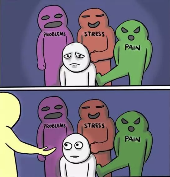 problems stress pain meme image