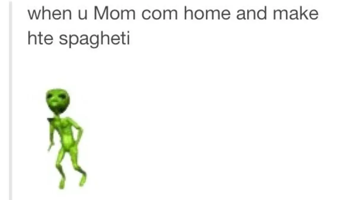 when u mom com home and make hte spagheti meme image