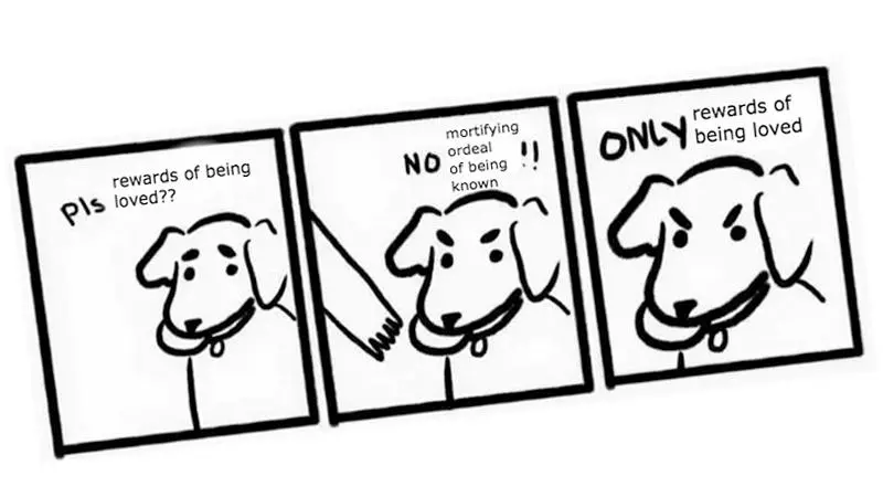 the mortifying ordeal of being known meme image