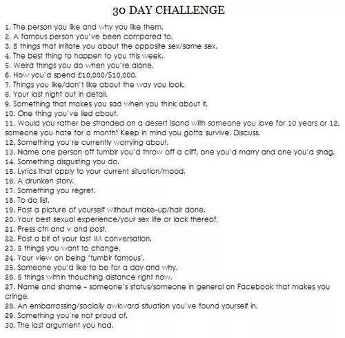 30 day challenges meme image