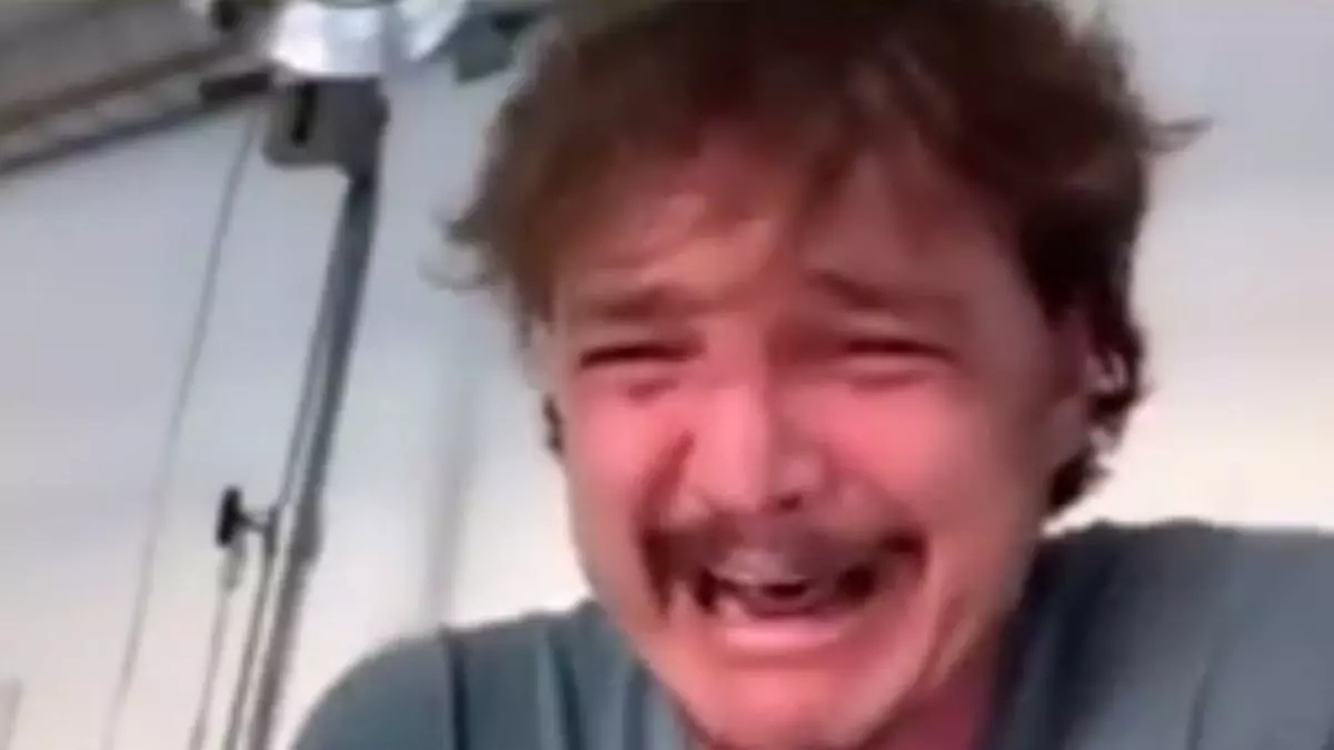 pedro pascal laughing then crying meme image